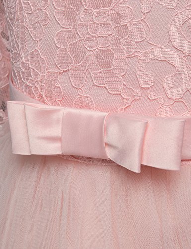 NNJXD Chicas Pompa Bordado Vestido de Bola Princesa Boda Vestir Talla(150) 9-10 años 378 Rosa-A