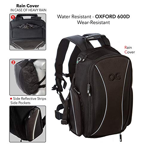 OG Online&Go Mochila Moto GO Negra Impermeable 20L, Bolsa Porta-Cascos Motorista, Correa Casco, Ciclismo, Hombre, Portátil, Reflectante, Bolsillo Antirrobo