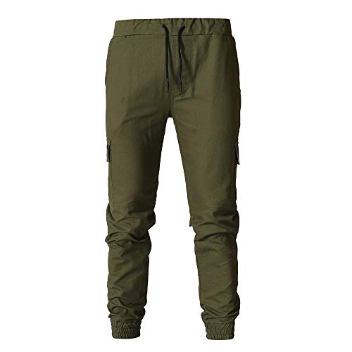 Overdose Pantalones Hombre Pantalón Deportivo De Color Puré con Vendaje Casual Pantalones Sueltos con Cordón Pantalon Baggy Hombre Original