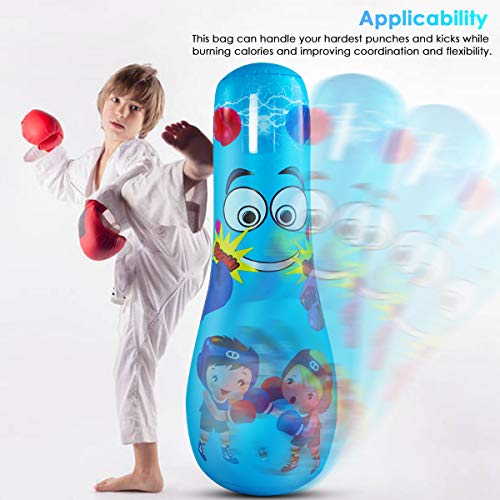 Petyoung Saco de Boxeo Inflable para Los Tipos 47 Juguete de Boxeo de Pie para Niños Saco de Boxeo para Niños Y Niñas Ejercicio para Aliviar El Estrés