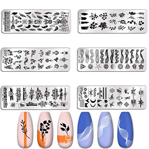 Plantillas Estampado Esmalte Uñas Nail Art Conjunto Plantillas Estampado Esmalte Uñas Nail Art Patrón Stamping Plantillas Acero Inoxidable Uñas Placas de Stamping Estampacion para Bricolaje Manicura