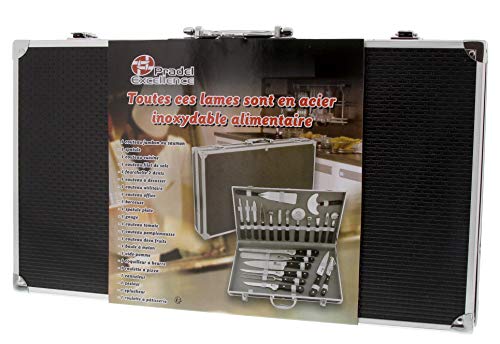 Pradel Excellence - Cuchillos Profesiones de Cocina en maletín (22 Piezas, Acero Inoxidable)