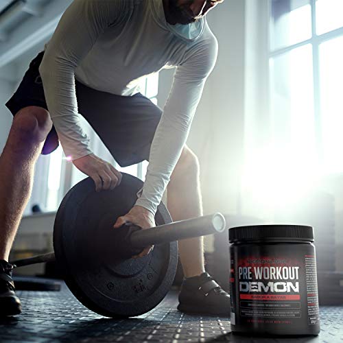 Pre Workout Demon (Sabor Frutas del Bosque) - Suplemento Potente pre-Entreno con Creatina, Cafeína, Beta-Alanina y Glutamina (Envase de 320 Gramos - 40 Porciones)