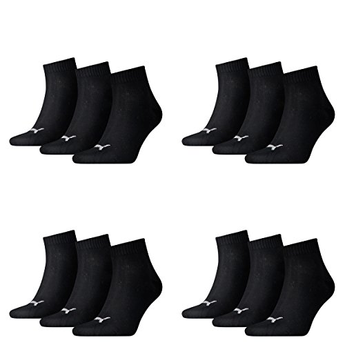 PUMA Quarters 12 Unidades Calcetines Deportivos, Hombre, Quarters Sportsocken 12er Pack, Negro, 43-46