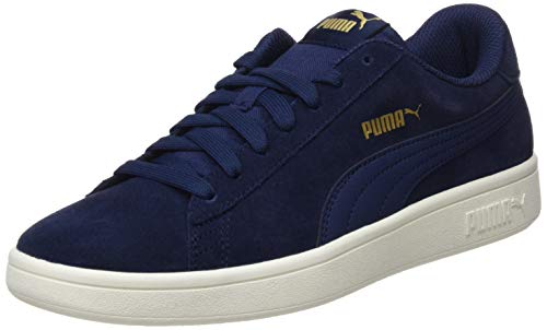 PUMA Smash v2, Zapatillas Unisex Adulto, Azul (Peacoat-Gold-Whisper White), 38.5 EU