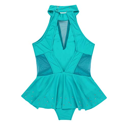 ranrann Maillot de Patinaje Artístico con Volantes para Niña Elástico Body de Danza Clásica Brillante Leotardo de Ballet Gimnasia Rítmica Traje Bailarina Turquesa 12 Años