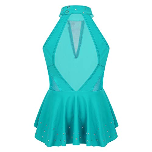 ranrann Maillot de Patinaje Artístico con Volantes para Niña Elástico Body de Danza Clásica Brillante Leotardo de Ballet Gimnasia Rítmica Traje Bailarina Turquesa 8 Años