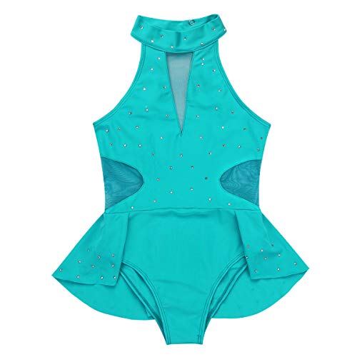 ranrann Maillot de Patinaje Artístico con Volantes para Niña Elástico Body de Danza Clásica Brillante Leotardo de Ballet Gimnasia Rítmica Traje Bailarina Turquesa 8 Años