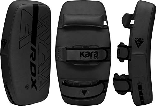RDX Escudo Artes Marciales Curvo Kickboxing, Muay Thai con Empuñadura Sólida, Maya Hide Leather Kara Escudo de Boxeo para Entrenamiento, Taekwondo Almohadilla, Deportes de Combate Puñetazos