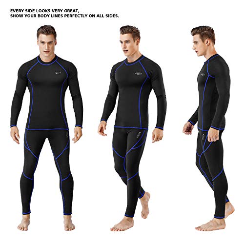 Ropa Interior Térmica Hombre, Camiseta Térmica Hombre Deportes Ropa Interior Funcional Conjuntos Térmicos Termo Invierno Otoño con muy elástica para Running Esquí Montaña Ciclismo Fitness Negro M