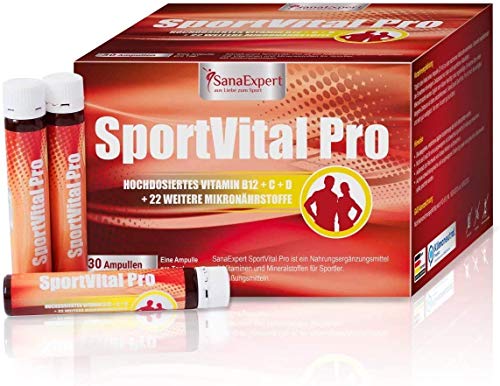 SanaExpert SportVital Pro, complejo multivitamínico para fortalecer el sistema inmunológico, no solo para deportistas, L-carnitina, 30 ampollas de 25 ml, dosis alta, naranja