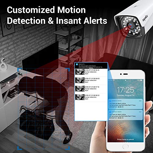 SANNCE Kit Sistema de Seguridad XPOE 1080P 4CH NVR y 4 IP Cámaras de vigilancia 2MP IP66 Impermeable Interior/Exterior IR Leds Visión Nocturna 100pies/30m detección de movimiento-1TB Disco Duro