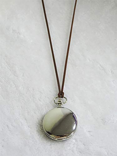 SEWOR Reloj de Bolsillo clásico, Acabado Liso, Movimiento mecanizado a Mano, Viene en Caja de Regalo de Piel (Plata)