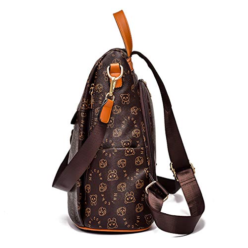 shepretty Mochila Cuero antirrobo Impermeable para Mujer,0998Bear,Beige