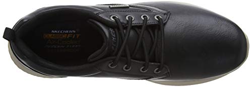 Skechers Delson-Antigo, Zapatos de Cordones Oxford Hombre, Negro (BLK Black Leather), 41 EU