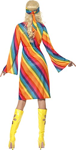 Smiffys-22442X1 Hippies Disfraz Hippy Arco Iris, Vestido y Cinta para la Cabeza, Multicolor, XL-EU Tamaño 48-50 (Smiffy'S 22442X1)