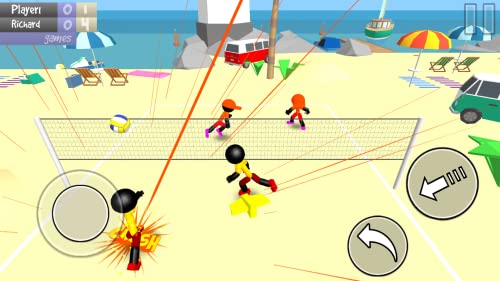 Stickman voleibol en la playa
