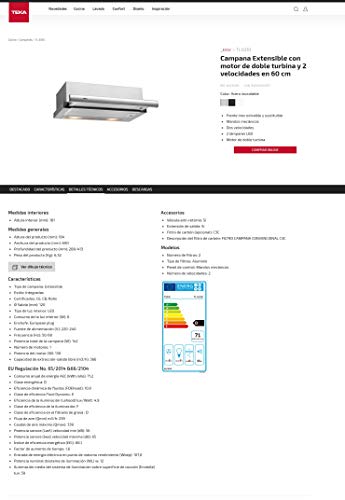 Teka 40474250 TL 6310 - Campana extraíble, 332 m³/h, acero inoxidable