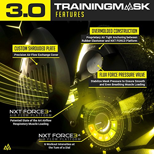 TRAININGMASK Máscara de Entrenamiento 3.0, Unisex, TRMASK3-L, Negro, L/120 kg