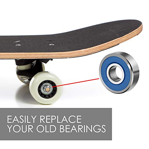 TRIXES 4 Rodamientos 608RS ABEC 9 Sin Fricción Cojinetes Sellados para Tablas de Patinar