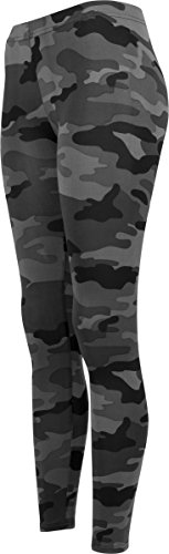 Urban Classics Mujer Leggings Camuflaje, Tanto para Vestir o como para Hacer Deporte, Mallas para Yoga, en Tonos, Talla L, Negro (Dark Camo)
