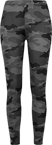 Urban Classics Mujer Leggings Camuflaje, Tanto para Vestir o como para Hacer Deporte, Mallas para Yoga, en Tonos, Talla L, Negro (Dark Camo)