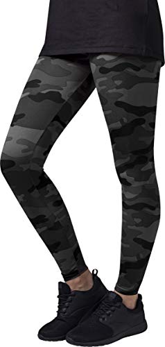 Urban Classics Mujer Leggings Camuflaje, Tanto para Vestir o como para Hacer Deporte, Mallas para Yoga, en Tonos, Talla L, Negro (Dark Camo)