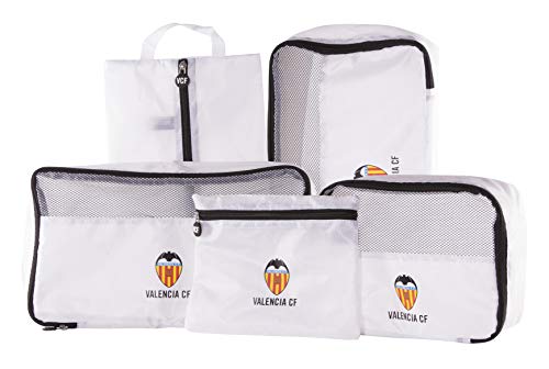 Valencia Club de Fútbol - Pack de Viaje Maleta y Accesorios - Producto Oficial del Equipo Temporada 19/20. Incluye Almohada Cervical, Organizador de Equipaje, Neceser, Antifaz y Etiqueta de Equipaje.