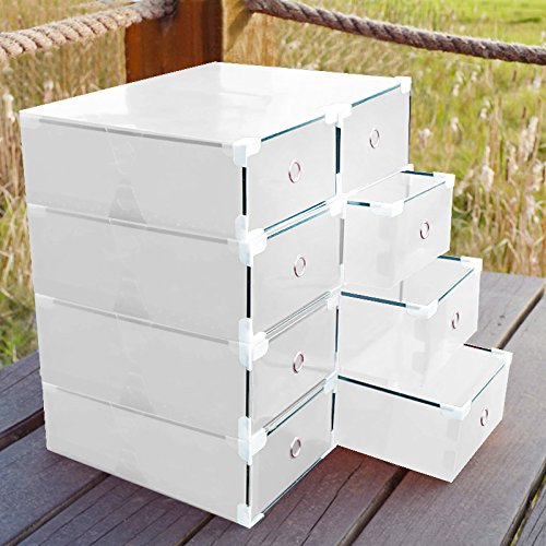 Vinteky 10x Cajas de Zapatos Plegables de Plástico, Cajas para Zapatos Transparente Plástico, Caja para Guardar Zapatos, Calcetines, Juguetes, Cinturones para la Organización de su Hogar, Oficina