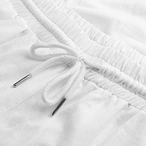 VPASS Pantalones Hombre Verano Casuales Moda Deportivos Algodón y Lino Pants Color sólido Jogging Pantalon Fitness Suelto Pantalones Largos Pantalones Ropa de Hombre