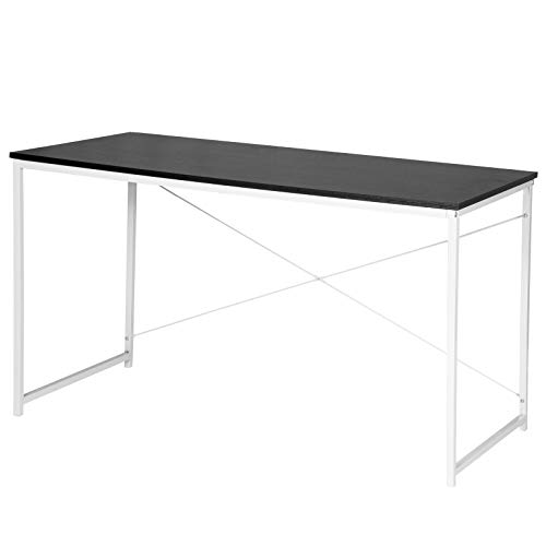 WOLTU Escritorio de Computadora Muebles de Oficina Mesa de PC Mesa de Oficina Ordenador con Diseño Industrial, Madera y Acero 120x60x70cm Negro+Blanco TSB08sz