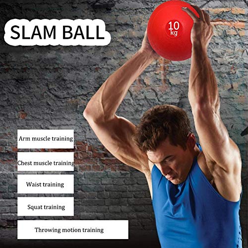 WXYZ Pelota Medicinal Balón Medicinal De Fitness Rojo, Bola Grand Slam Rellena De Arena, Bola De Gravedad, Superficie Antideslizante De PVC Grueso Para Un Agarre Fácil, Entrenamiento Muscular 2kg-20kg