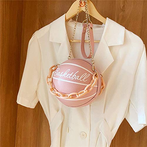 Yesiidor - Bolso de mano con cadena para mujer con forma de bola, correa ajustable de poliuretano, para mujer y niña, Pink (Rosa) - YesiidorUK
