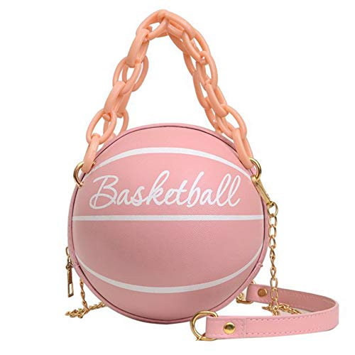 Yesiidor - Bolso de mano con cadena para mujer con forma de bola, correa ajustable de poliuretano, para mujer y niña, Pink (Rosa) - YesiidorUK