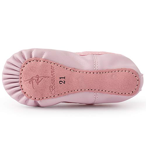 Zapatillas de Danza Cuero Zapatos de Ballet y Gimnasia Baile para Niña y Mujer Rosa 26