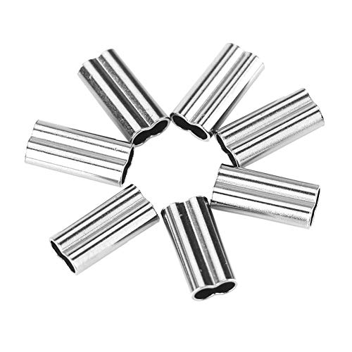 100 piezas de manguitos de engarzado de doble barril, manguito de doble barril manguitos de cable de alambre manga de bucle de engarzado de cobre línea de pesca conectores de tubo aparejos(1.2mm*10mm)