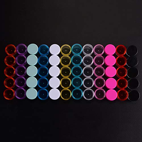 60 Piezas Contenedores de plástico, 5g, 12 Colores, Bote de Plástico Tarro Vacío Contenedor de Cosmético para muestras cosmético, Almacenamiento de Cremas