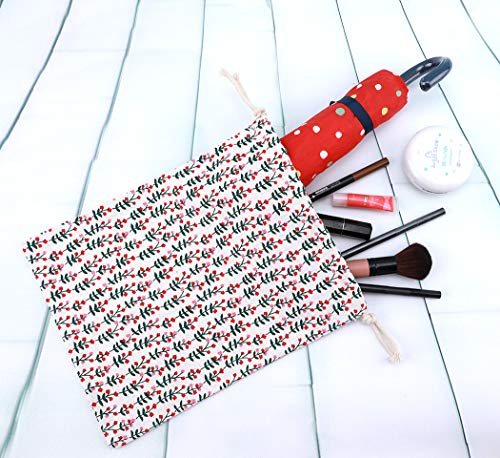 Abaría - 3 Unidades Bolsa de algodón con Cuerdas – Pequeña Saco Bolsas - Bolsa Inserto Organizador para bebé Ropa Juguete pañales - Bolsa de Regalo - 25x 30 cm, 19 x 23 cm, 14 X 16