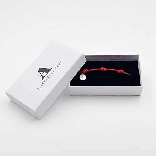 Alessandra Boho - Pulsera Mujer de Hilo Rojo con 7 Nudos y Mini Medalla de San Judas Tadeo para la Buena Suerte y Contra el Mal de Ojo
