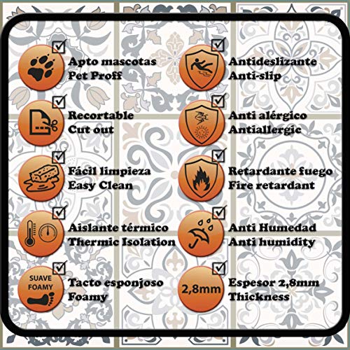 Alfombra Vinílica - (Hidráulica, 80x40 ) - Distintos diseños y tamaños - Opción personalizable - Alfombra Cocina, baño, salón comedor - Antideslizante - Alfombra dormitorio - Goma esponjosa, suelo PVC