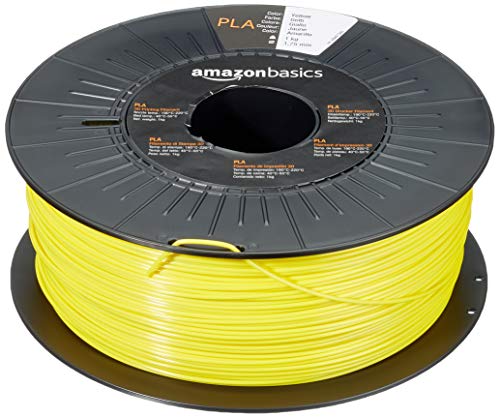 AmazonBasics - Filamento para impresora 3D, ácido poliláctico (PLA), 1.75 mm, cinta de 1 kg, amarillo