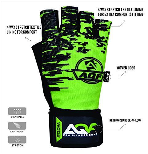 AQF Guantes Gimnasio para Levantamiento de Pesas Muñequera de 50 cm liviano Guantes Gym para Levantamiento de Potencia, Entrenamiento físico Cruzado