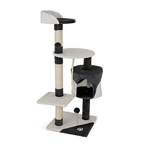 Árbol rascador para gatos, 112 cm (gris / blanco)
