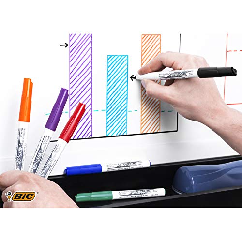 BIC Velleda 1741 marcadores de pizarra punta media para pizarra blanca – Caja de 8 unidades, colores surtidos, material oficina, material escolar