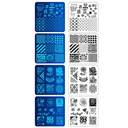 Biutee Set de Stamping Nail Art 12 Pcs Plantillas para Uñas +1pcs Estampador+1pcs Raspador +1 Pcs Bolso Para Placa