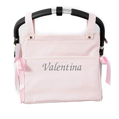 Bolso Talega Lactancia PERSONALIZADA Polipiel para carro silleta paseo Rosa - Nombre bebé bordado