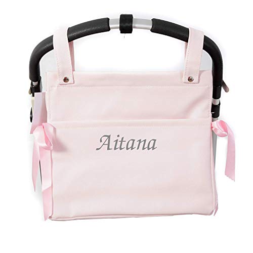 Bolso Talega Lactancia PERSONALIZADA Polipiel para carro silleta paseo Rosa - Nombre bebé bordado