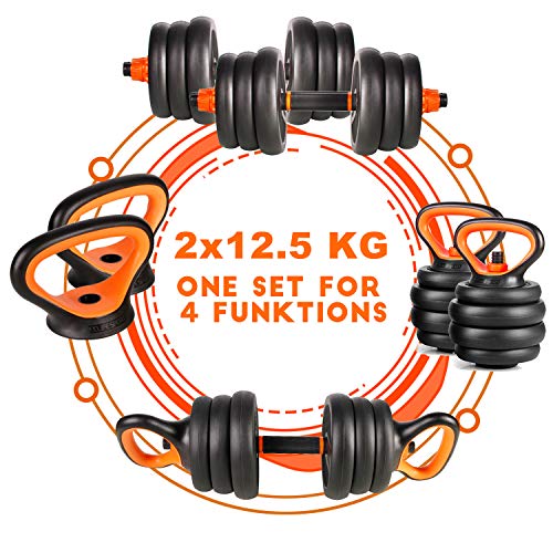 CCLIFE Pesa Rusa Mancuernas Ajustables con Pesa Barra 2x10KG,2x12,5KG,2x20KG, Color:Ohne Verbindungsrohr, 2x12.5 KG