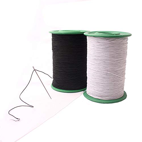 CHENGYIDA Hilo elástico blanco y negro para ropa, accesorios de tela, bricolaje, industria de máquinas, carrete de hilo elástico de coser, hilo elástico de 547 yardas, paquete de 0,5 mm de grosor