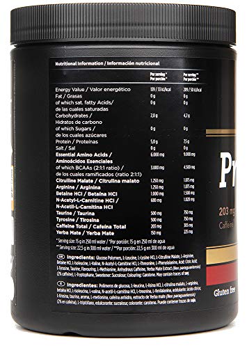 Crown Sport Nutrition Pre Entreno - Preworkout con Óxido Nítrico Taurina Tirosina Betaina Acetil L-Carnitina Cafeína Yerba Mate pre-entreno pre-workout lcarnitina